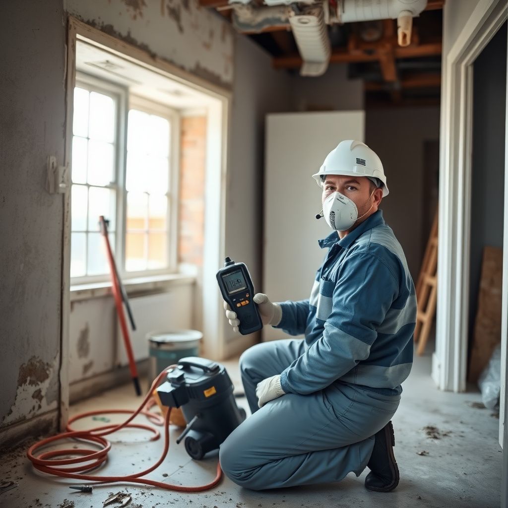 A Pro Tech Mold Removal technician discussing a remediation plan with a DeSoto homeowner, pointing to a diagram.